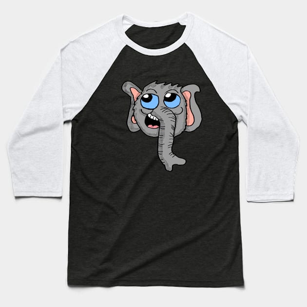 Cartoon Elephant head Baseball T-Shirt by Eric03091978